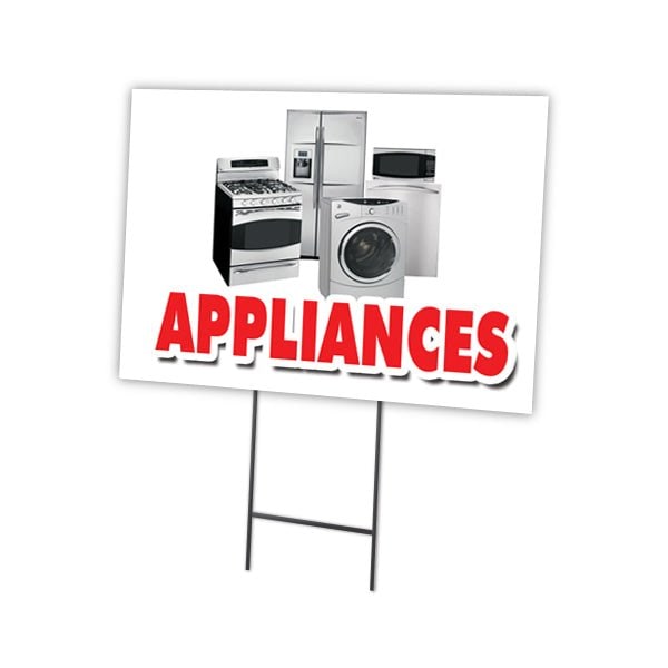 Appliances Yard Sign & Stake outdoor plastic coroplast window, C-1216-DS-Appliances